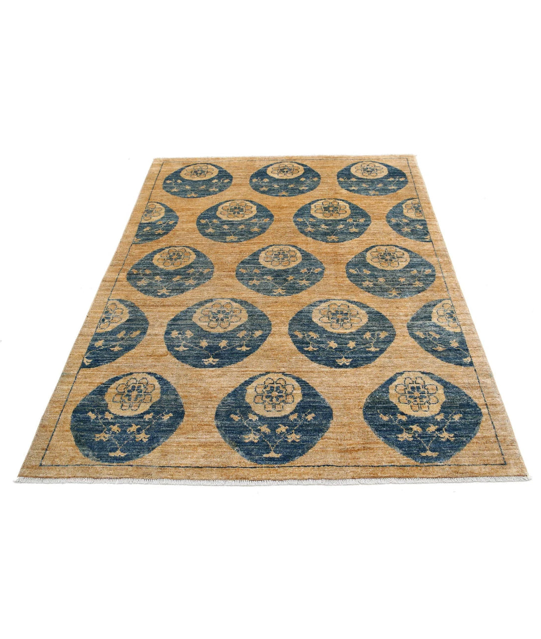 Multicolor Afghan Oriental Rug 4'9" x 6'3" Hand-Knotted field