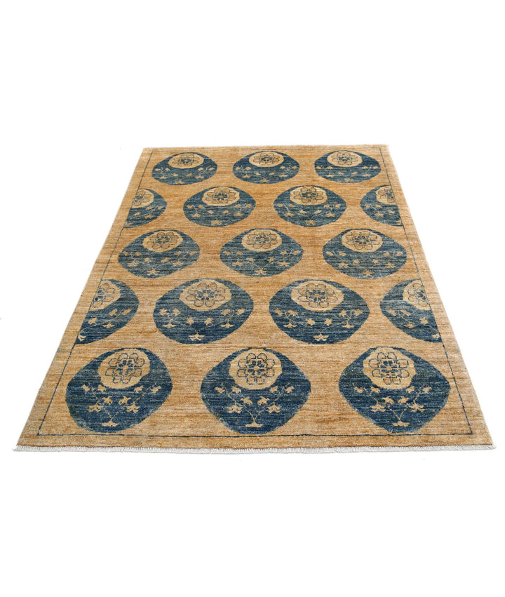Multicolor Afghan Oriental Rug 4'9" x 6'3" Hand-Knotted field