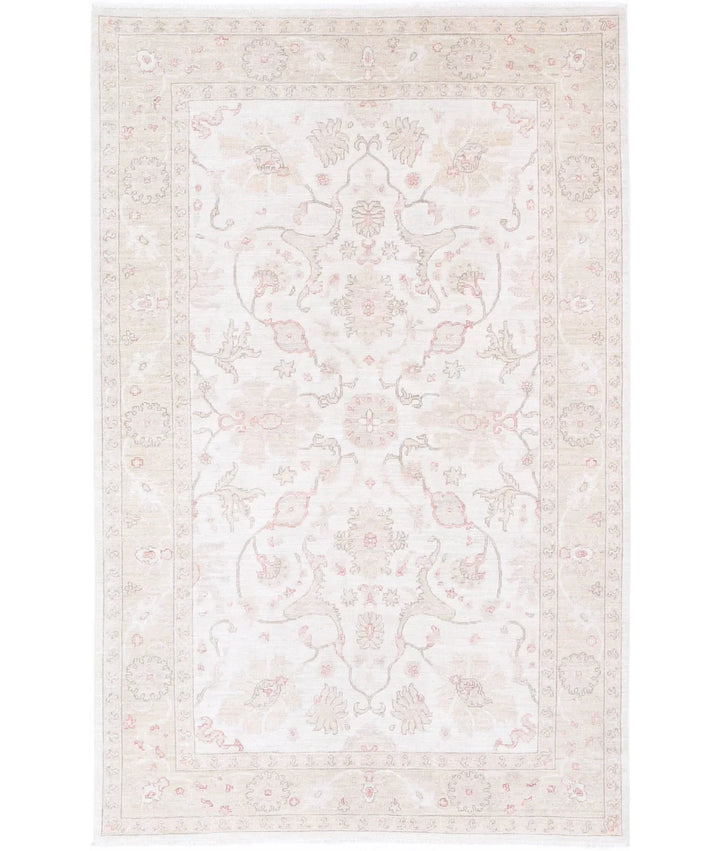 Ivory Afghan Serenity Rug 5' 11" x 9' 3" Hand-Knotted | No. AT29536