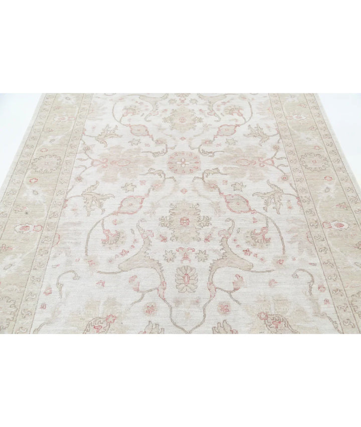 Ivory Afghan Serenity Rug 5' 11" x 9' 3" Hand-Knotted | No. AT29536