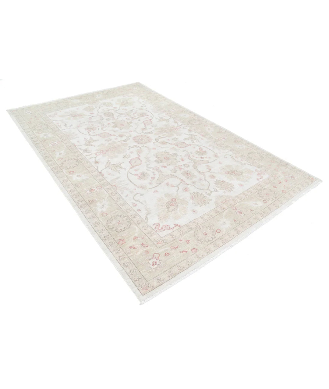 Ivory Afghan Serenity Rug 5' 11" x 9' 3" Hand-Knotted | No. AT29536
