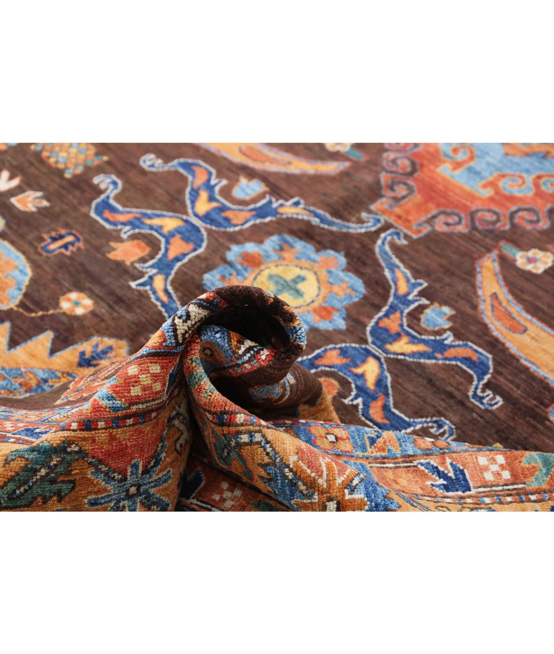 Afghan Nomadic Caucasian Humna Rug 8' 11" x 12' 7" Hand-Knotted | No. AT29573