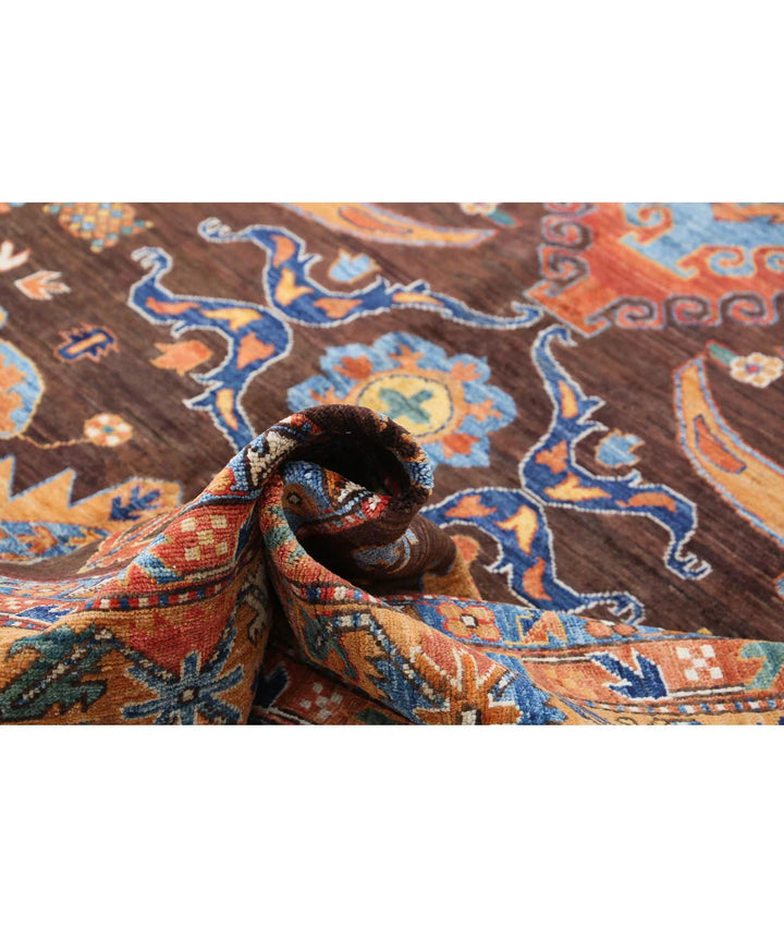 Afghan Nomadic Caucasian Humna Rug 8' 11" x 12' 7" Hand-Knotted | No. AT29573