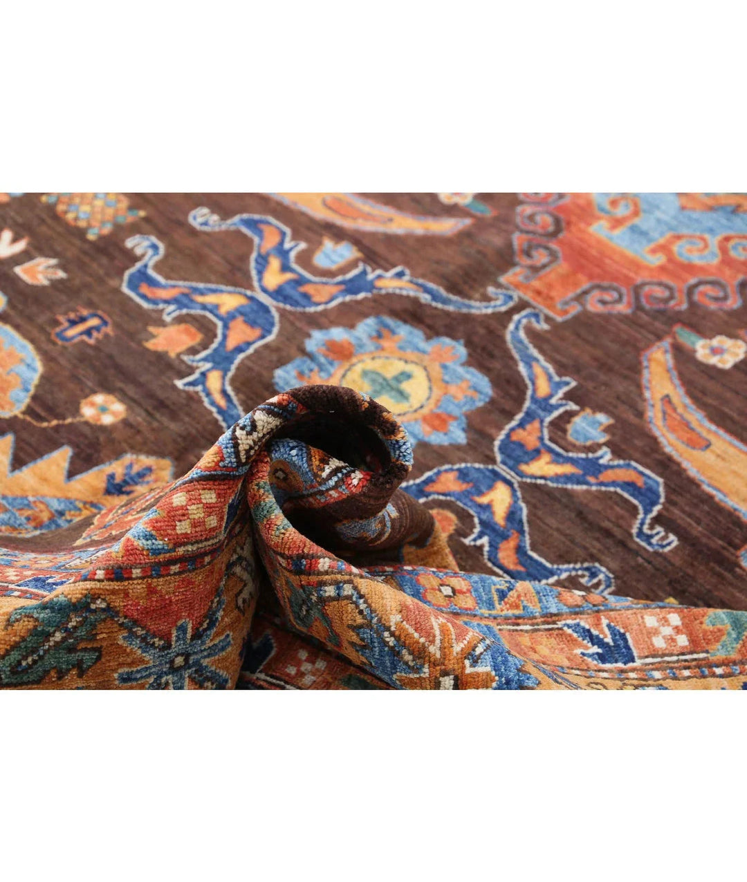 Afghan Nomadic Caucasian Humna Rug 8' 11" x 12' 7" Hand-Knotted | No. AT29573