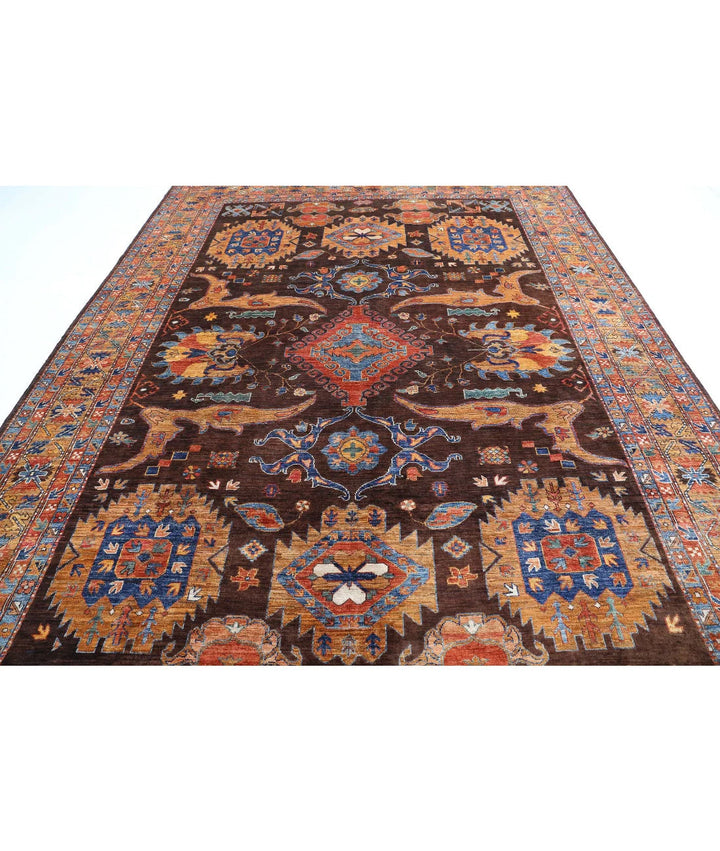 Afghan Nomadic Caucasian Humna Rug 8' 11" x 12' 7" Hand-Knotted | No. AT29573