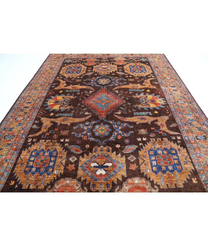 Afghan Nomadic Caucasian Humna Rug 8' 11" x 12' 7" Hand-Knotted | No. AT29573