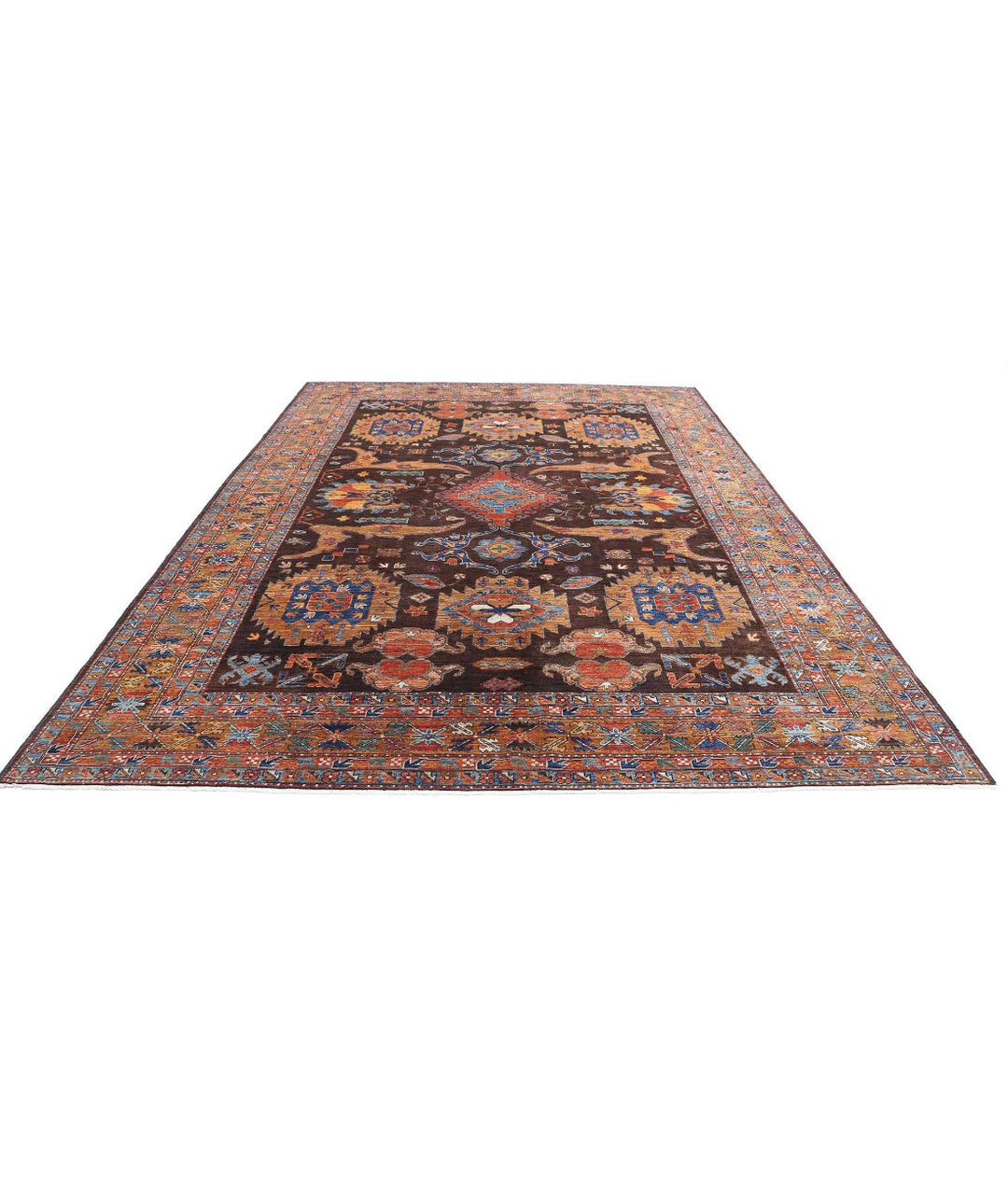 Afghan Nomadic Caucasian Humna Rug 8' 11" x 12' 7" Hand-Knotted | No. AT29573