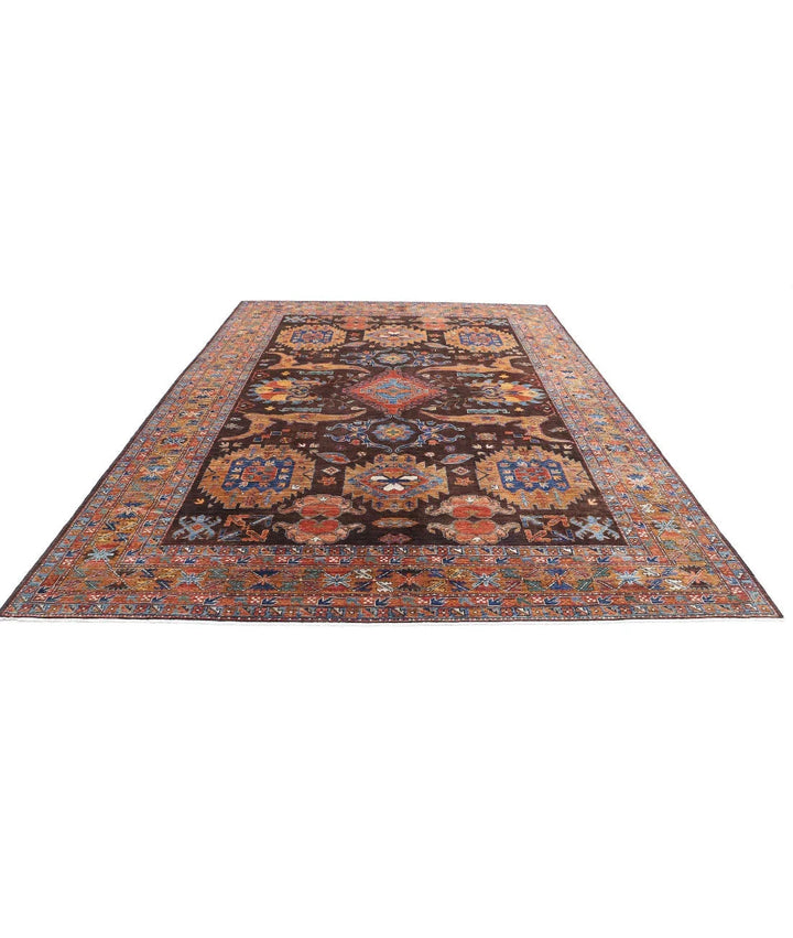 Afghan Nomadic Caucasian Humna Rug 8' 11" x 12' 7" Hand-Knotted | No. AT29573