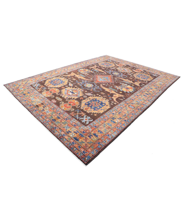 Afghan Nomadic Caucasian Humna Rug 8' 11" x 12' 7" Hand-Knotted | No. AT29573