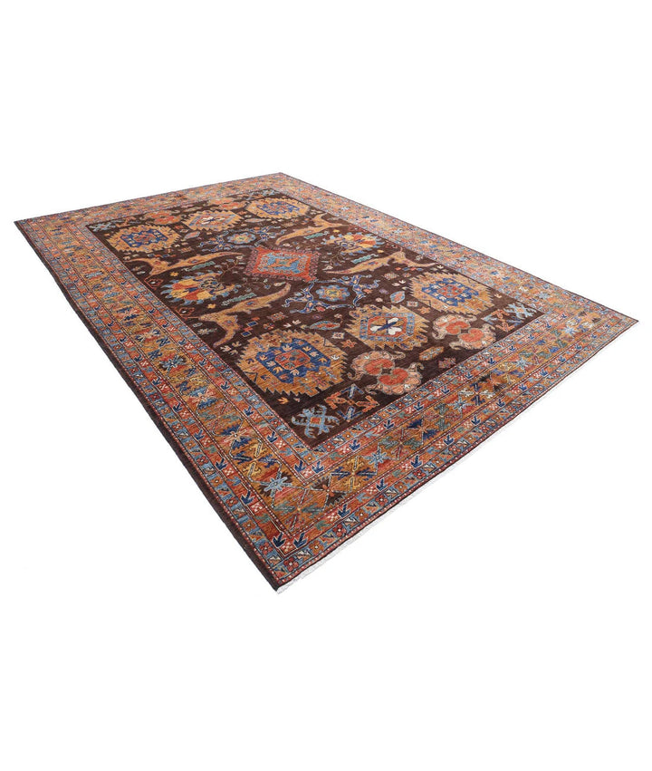 Afghan Nomadic Caucasian Humna Rug 8' 11" x 12' 7" Hand-Knotted | No. AT29573