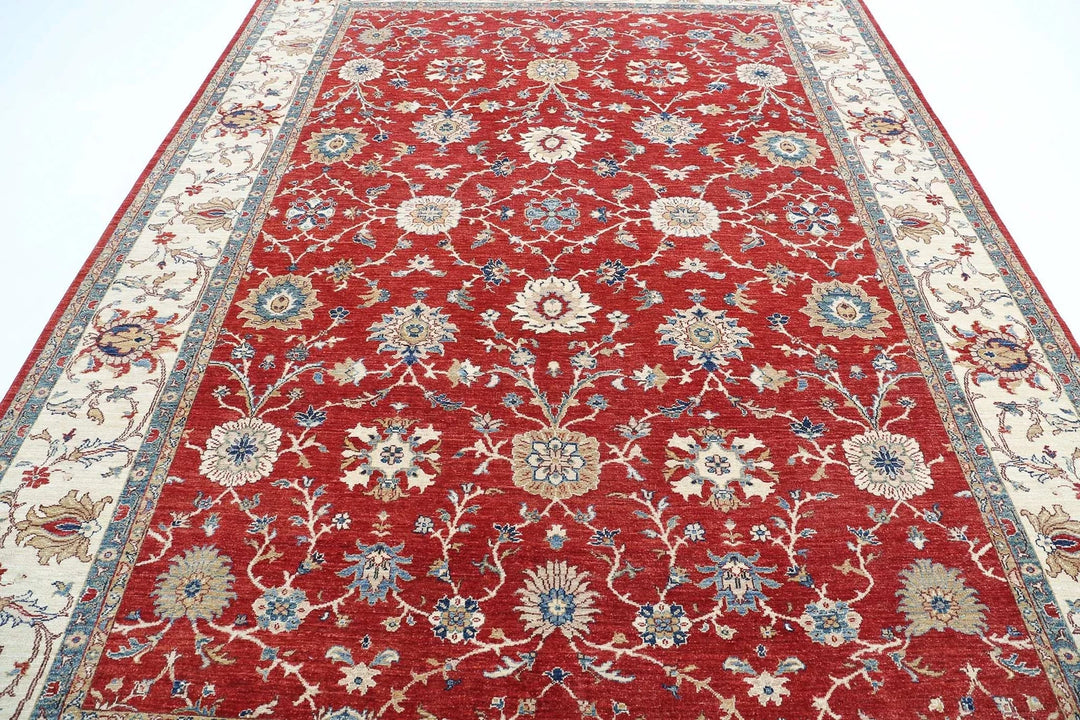Red Afghan Ziegler Farhan Rug 8' 2" x 11' 0" Hand-Knotted | No. AT29605