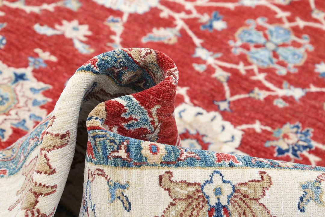 Red Afghan Ziegler Farhan Rug 8' 2" x 11' 0" Hand-Knotted | No. AT29605