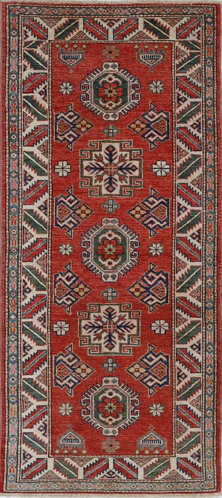 Afghan Royal Kazak Rug 2' 7" x 5' 10" Hand-Knotted | No. AT29676
