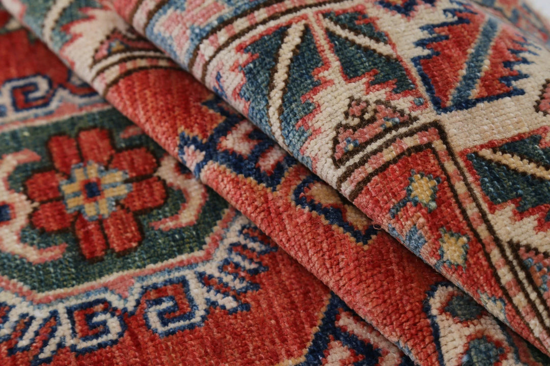 Afghan Royal Kazak Rug 2' 7" x 5' 10" Hand-Knotted | No. AT29676