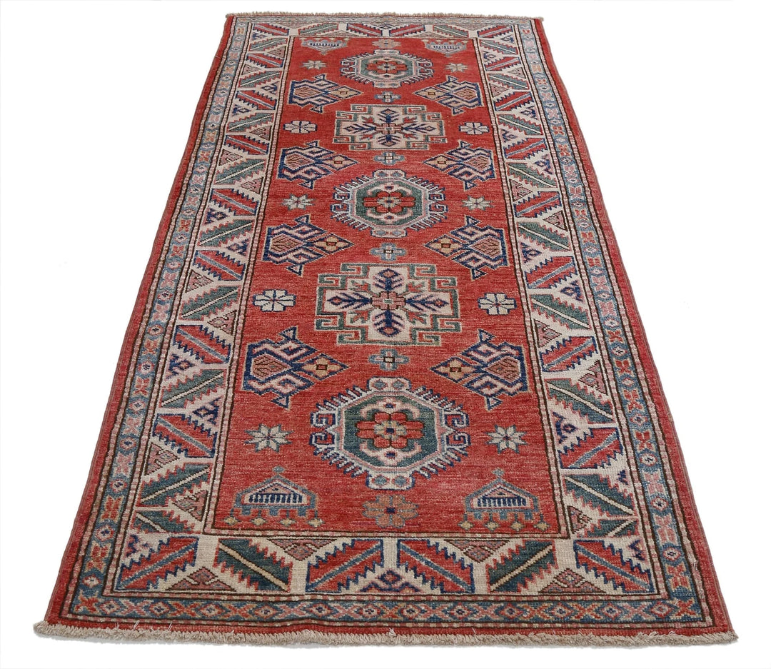 Afghan Royal Kazak Rug 2' 7" x 5' 10" Hand-Knotted | No. AT29676