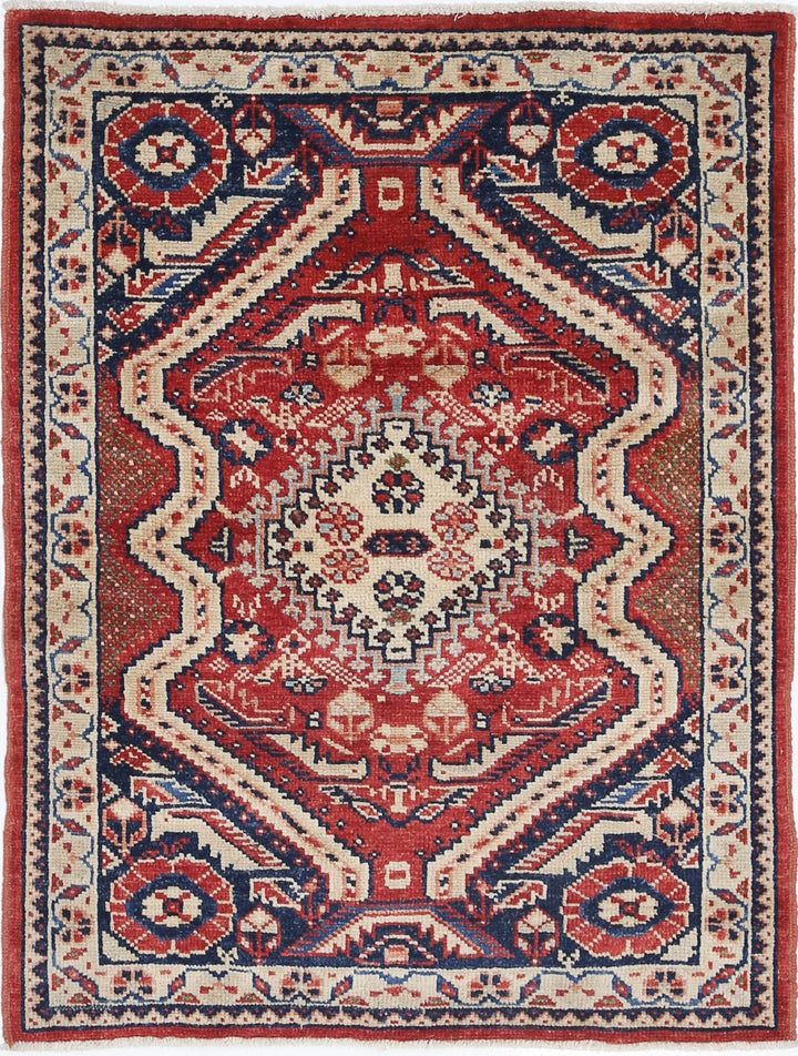 Red Afghan Ziegler Rug 2' 8" x 3' 7" Hand-Knotted | No. AT29690