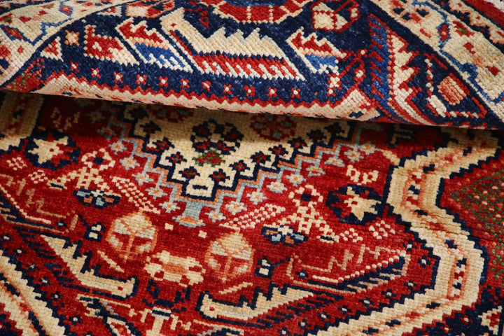 Red Afghan Ziegler Rug 2' 8" x 3' 7" Hand-Knotted | No. AT29690