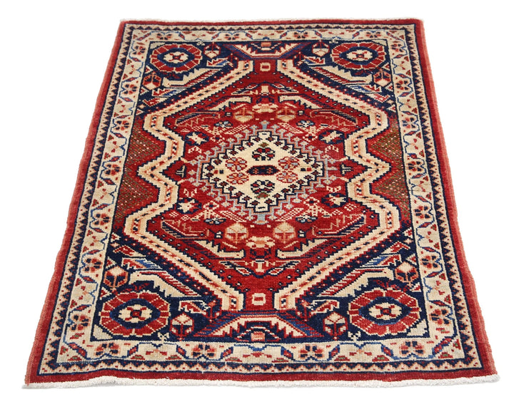Red Afghan Ziegler Rug 2' 8" x 3' 7" Hand-Knotted | No. AT29690