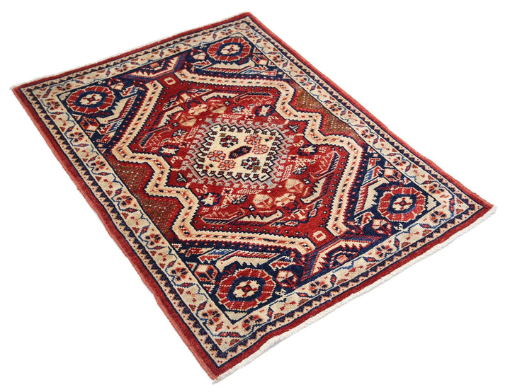 Red Afghan Ziegler Rug 2' 8" x 3' 7" Hand-Knotted | No. AT29690