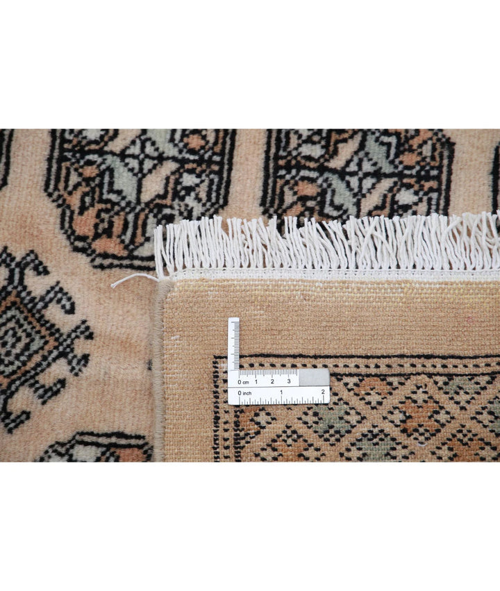 Ivory Pakistani Bokhara Rug 9' 0" x 11' 11" Hand-Knotted | No. AT29782