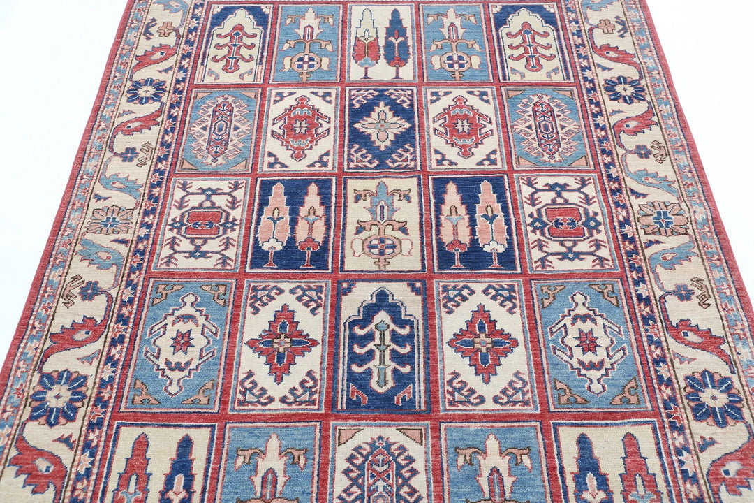 Afghan Kazak Rug 4' 10" x 6' 7" Hand-Knotted | No. AT29784