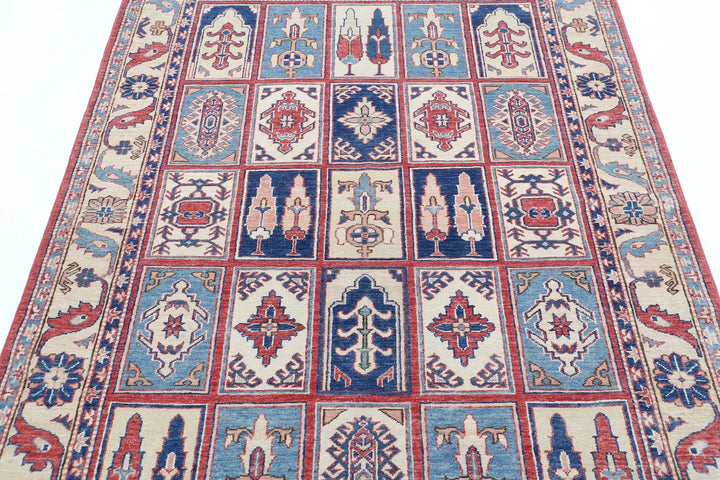 Afghan Kazak Rug 4' 10" x 6' 7" Hand-Knotted | No. AT29784