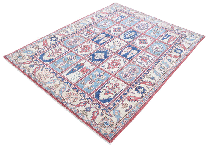 Afghan Kazak Rug 4' 10" x 6' 7" Hand-Knotted | No. AT29784