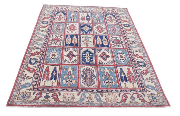 Afghan Kazak Rug 4' 10" x 6' 7" Hand-Knotted | No. AT29784