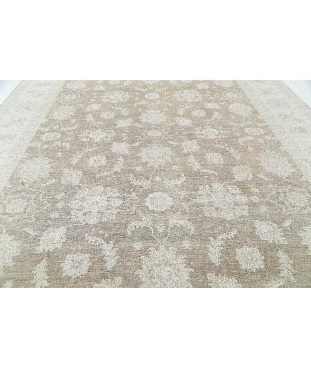 Brown Afghan Tabriz Rug 11' 4" x 15' 5" Hand-Knotted | No. AT297951