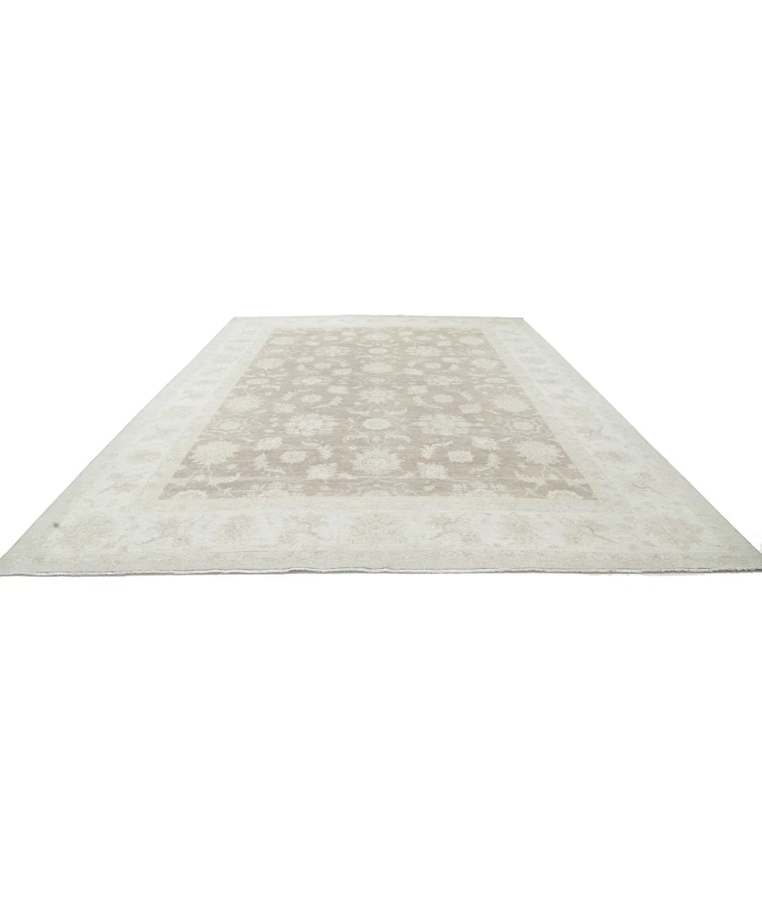 Brown Afghan Tabriz Rug 11' 4" x 15' 5" Hand-Knotted | No. AT297951