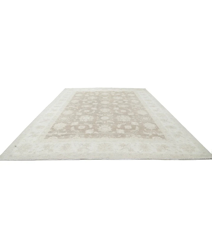 Brown Afghan Tabriz Rug 11' 4" x 15' 5" Hand-Knotted | No. AT297951