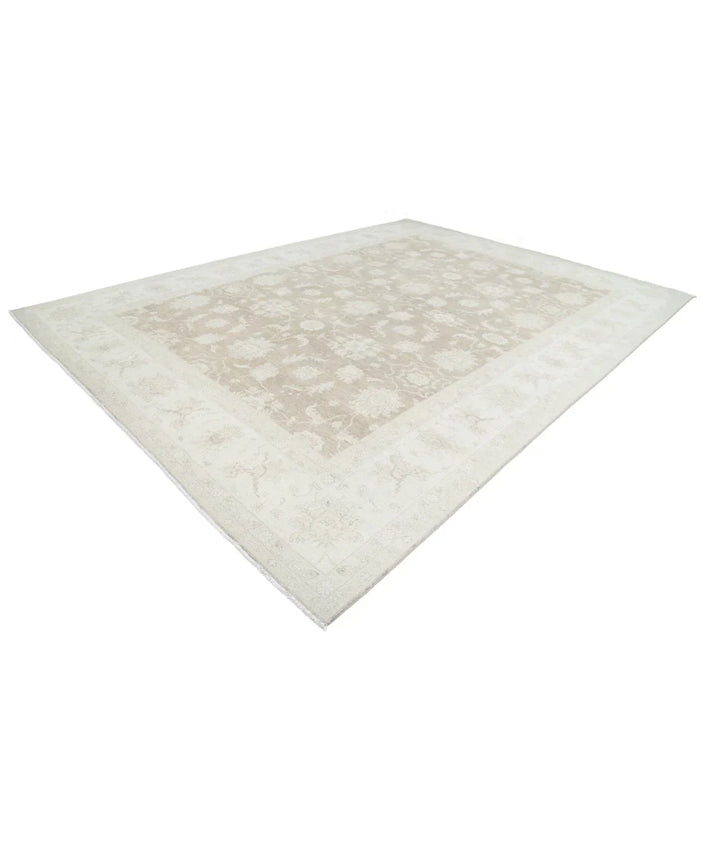 Brown Afghan Tabriz Rug 11' 4" x 15' 5" Hand-Knotted | No. AT297951