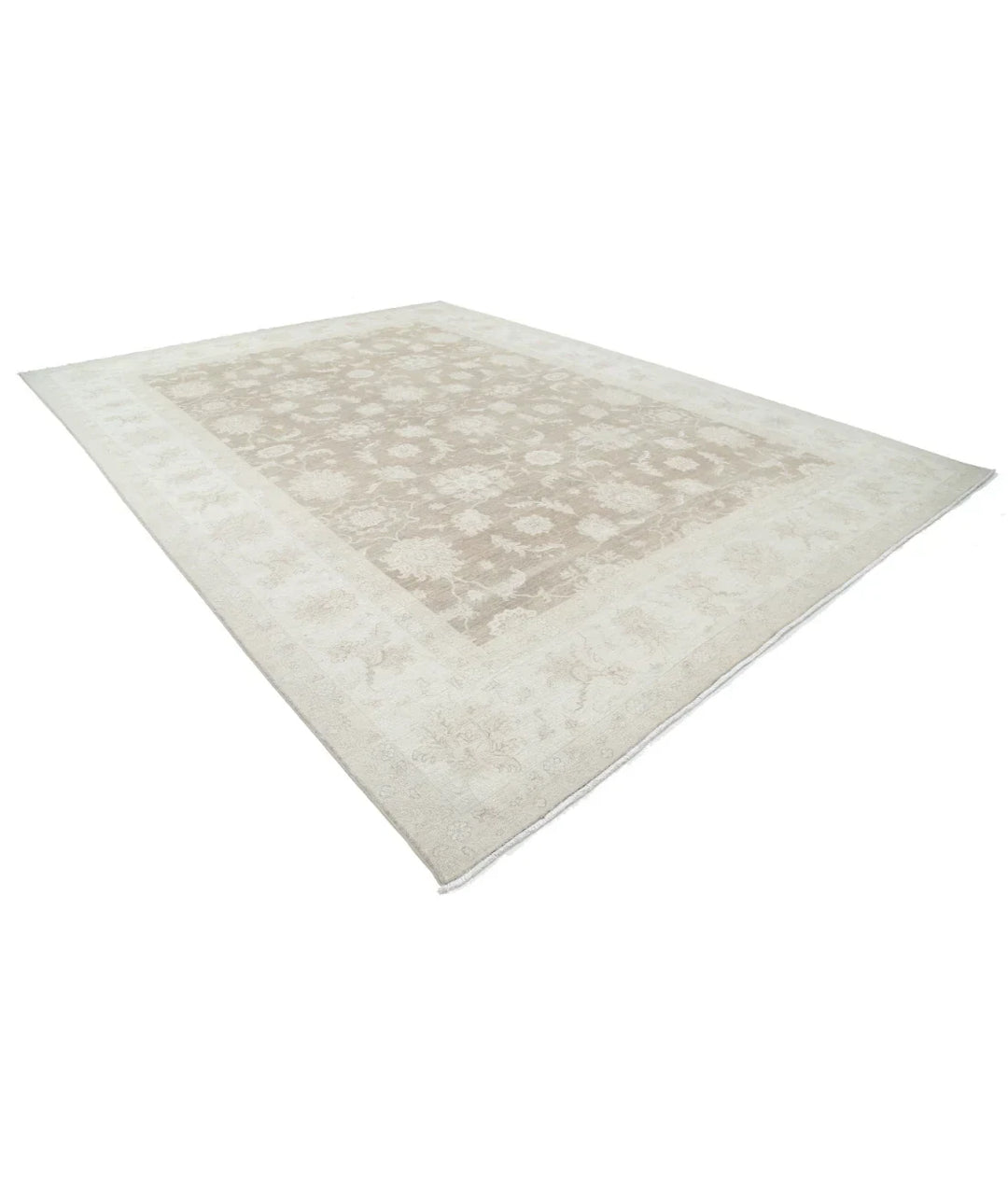 Brown Afghan Tabriz Rug 11' 4" x 15' 5" Hand-Knotted | No. AT297951