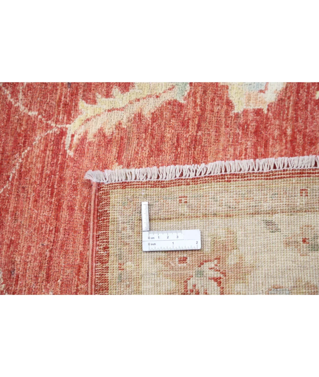 Orange Afghan Ziegler Rug 4' 0" x 5' 9" Hand-Knotted | No. AT29912