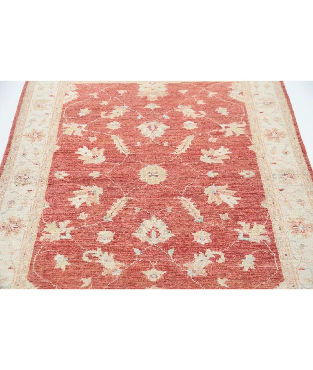 Orange Afghan Ziegler Rug 4' 0" x 5' 9" Hand-Knotted | No. AT29912