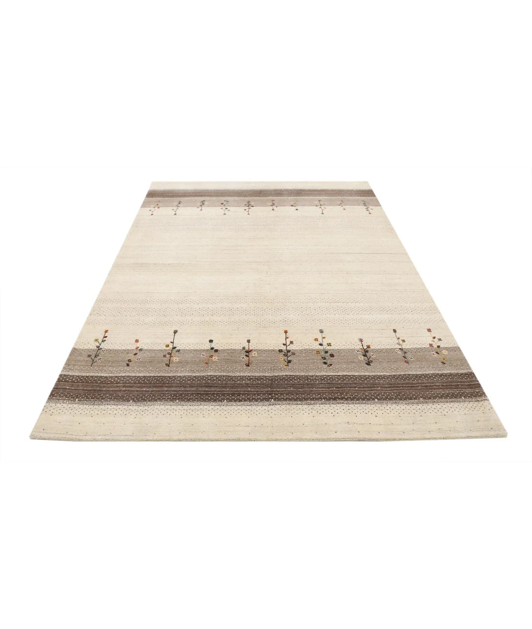 Ivory Indian Oriental Rug 5' 7" x 8' 0" Hand-Knotted | No. AT29951
