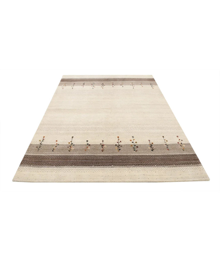 Ivory Indian Oriental Rug 5' 7" x 8' 0" Hand-Knotted | No. AT29951