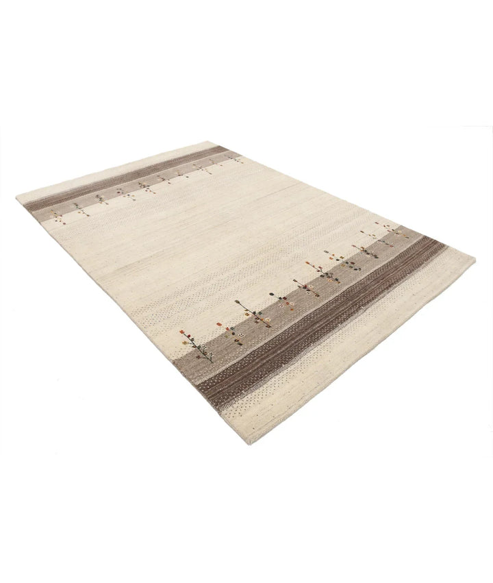 Ivory Indian Oriental Rug 5' 7" x 8' 0" Hand-Knotted | No. AT29951
