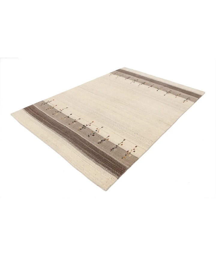 Ivory Indian Oriental Rug 5' 7" x 8' 0" Hand-Knotted | No. AT29951