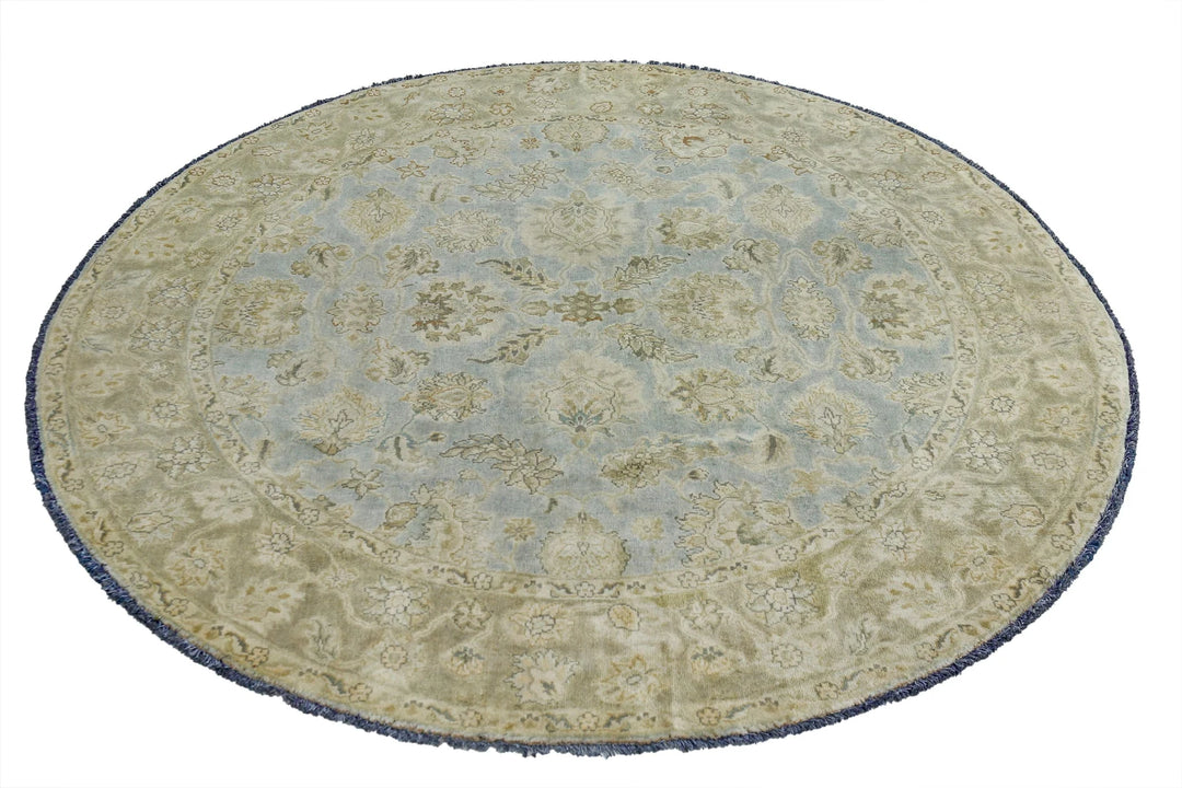 Blue Indian Ziegler Rug 5'8" x 5'10" Hand-Knotted | No. AT30043
