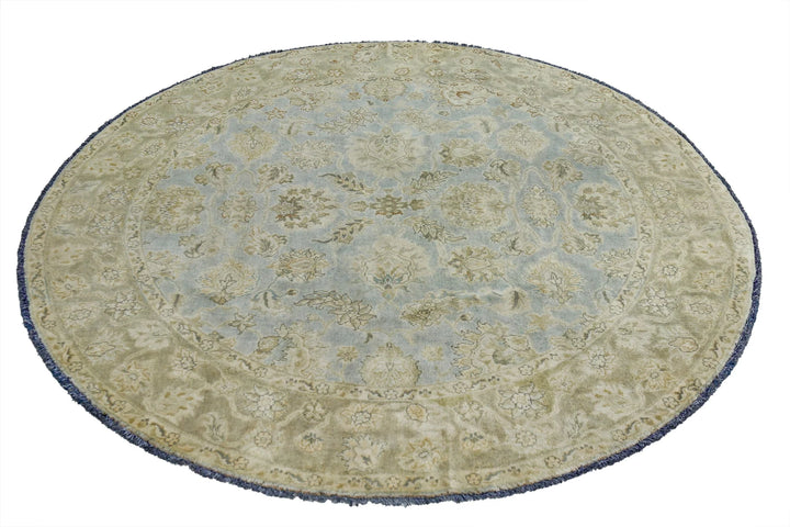 Blue Indian Ziegler Rug 5'8" x 5'10" Hand-Knotted | No. AT30043