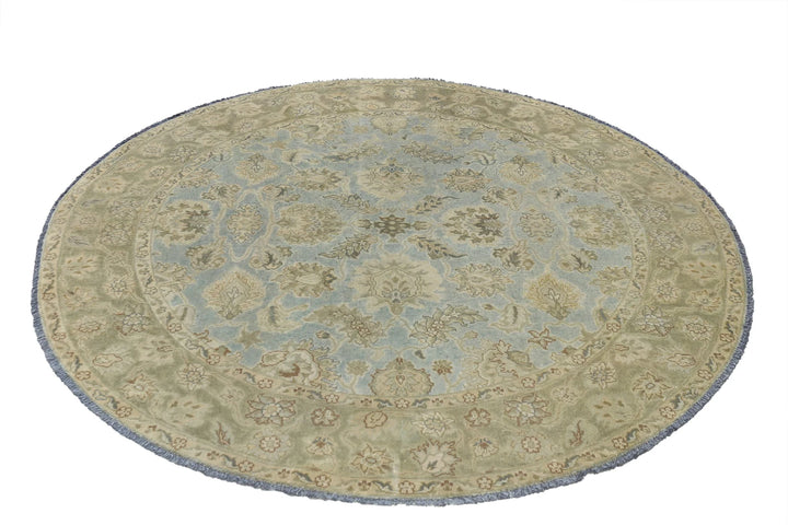 Blue Indian Ziegler Rug 5'8" x 5'10" Hand-Knotted | No. AT30043