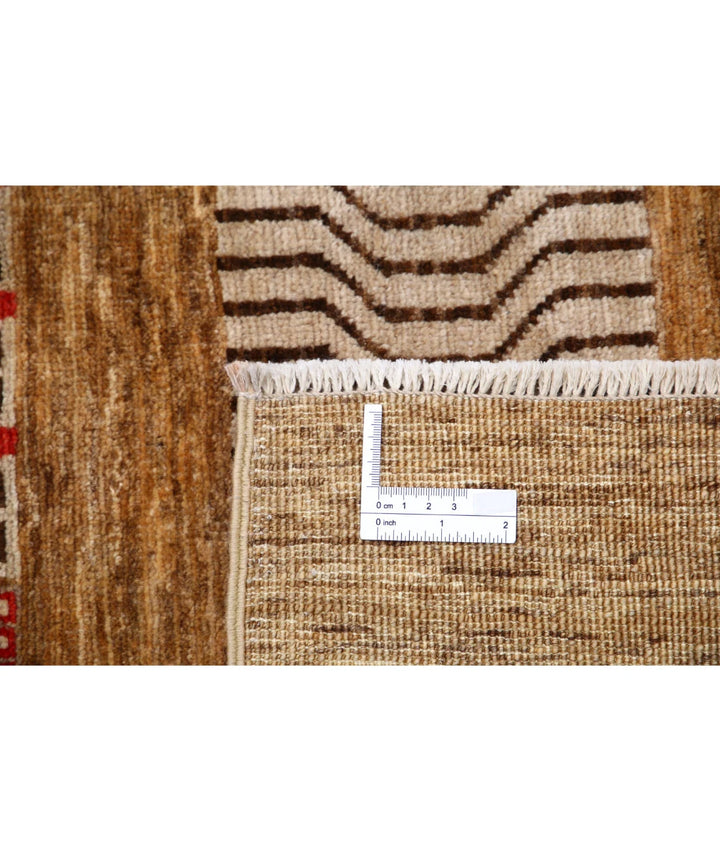 Beige Afghan Oriental Rug 6'1" x 9'10" Hand-Knotted detail