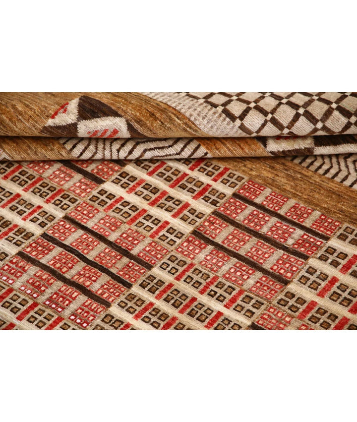 Beige Afghan Oriental Rug 6'1" x 9'10" Hand-Knotted | No. AT30137