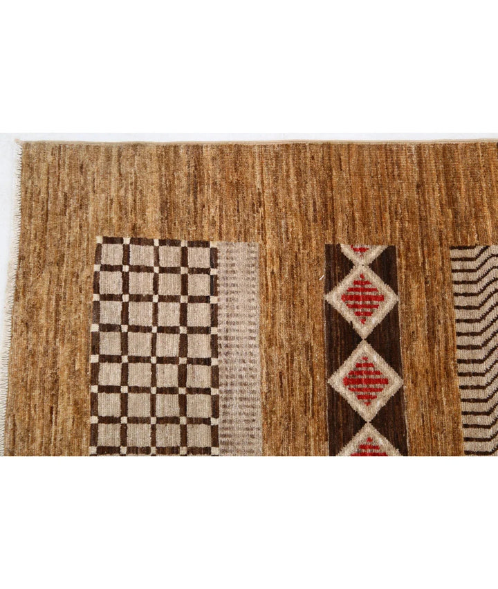 Beige Afghan Oriental Rug 6'1" x 9'10" Hand-Knotted | No. AT30137