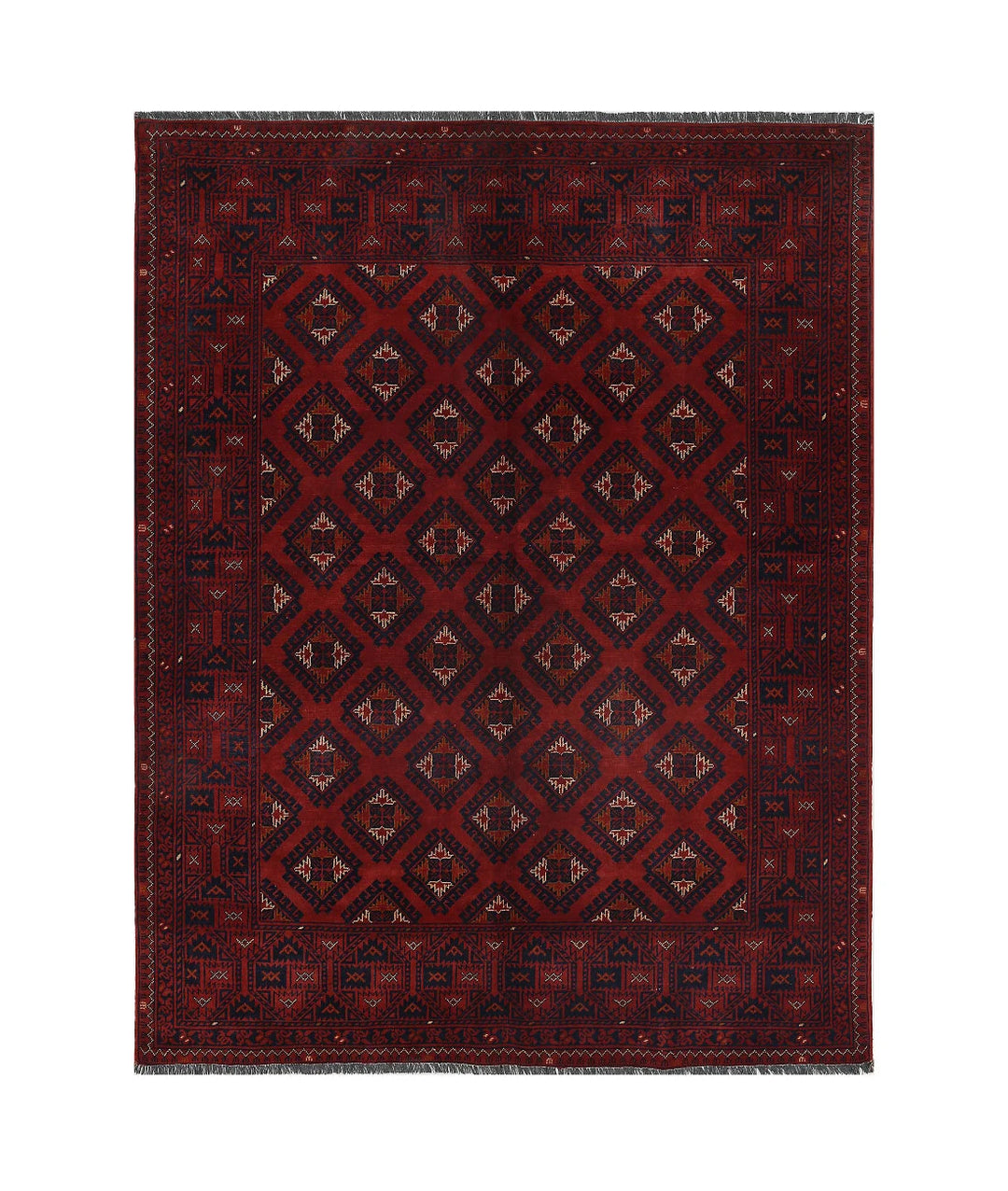 Red Afghan Tribal Rug 4' 10" x 6' 4" Hand-Knotted | No. AT30352