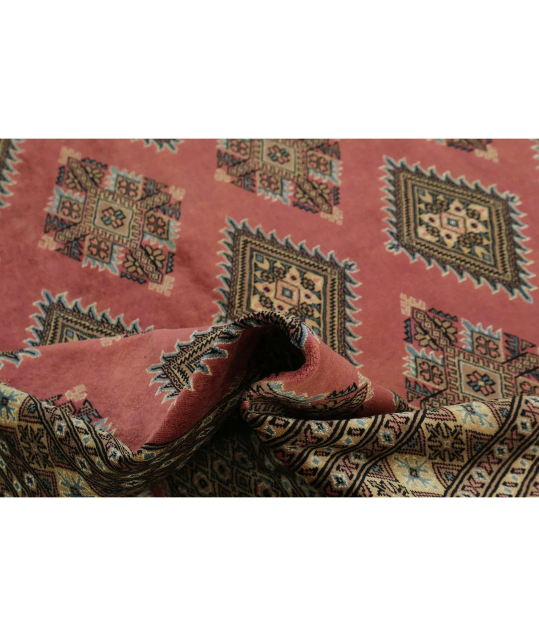 Pink Ivory Pakistani Bokhara Rug 8' 1" x 10' 4" Hand-Knotted | No. AT30533