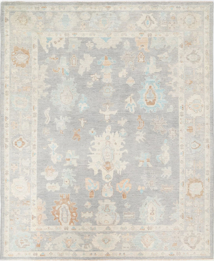 Grey Afghan Oushak Rug 8' 0" x 10' 0" Hand-Knotted | No. AT30559
