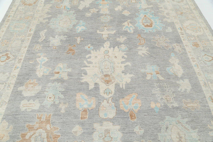 Grey Afghan Oushak Rug 8' 0" x 10' 0" Hand-Knotted | No. AT30559