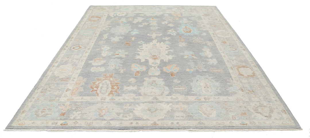 Grey Afghan Oushak Rug 8' 0" x 10' 0" Hand-Knotted | No. AT30559